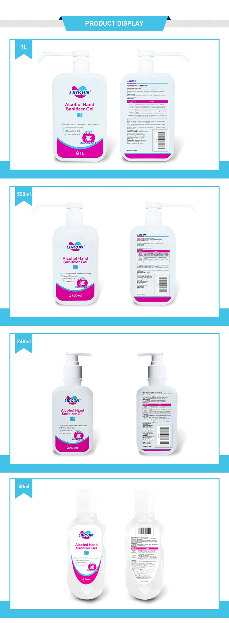 Made in China Household Antiseptic Spray Ethanol Surgical Medical Skin Disinfectant Products/Hand Sanitizer Gel/Washing Liquid Hand Wash/Liquid Hand Soap